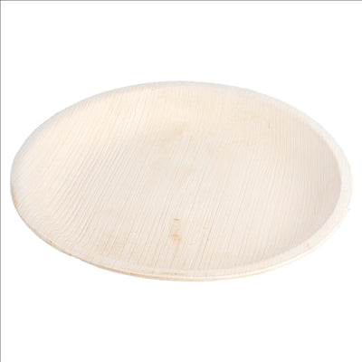 ASSIETTES RONDES 'ARECA' Ø 18x2 CM NATUREL ARECA (200 UNITÉS)