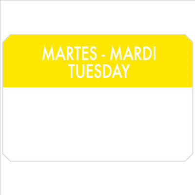 500 U. ÉTIQUETTES ADHESIVES "MARDI" 7,5x5 CM JAUNE PALE ADHESIF (1 UNITÉ)