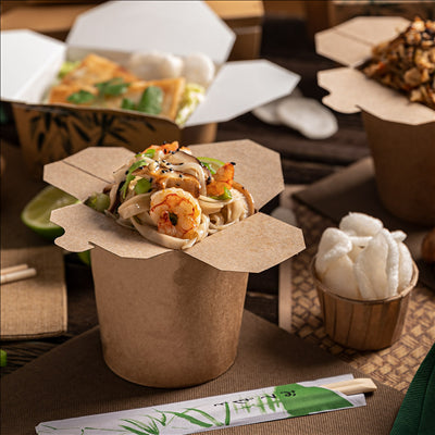 RÉCIPIENTS MULTIUSAGES MICRO-ONDABLES 480 ML 275 + 25 PE G/M2 Ø8x9 CM NATUREL KRAFT (50 UNITÉS)