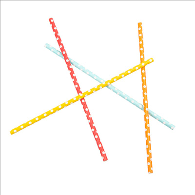 PAILLES DROITES À POIS 'PAPER' Ø0,60x21 CM ASSORTI PAPIER (3000 UNITÉS)