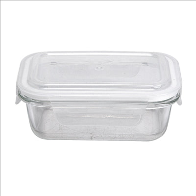 RÉCIPIENTS RECTANGULAIRES AVEC COUVERCLE 'WAKI GLASS' 370 ML 15,4x11,2x6 CM TRANSPARENT VERRE (6 UNITÉS)