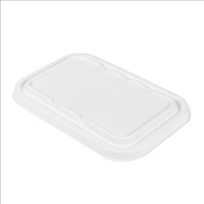 COUVERCLES POUR RÉFÉRENCES 221.38/39 'BIONIC' 22,2x14,7x1,2 CM BLANC BAGASSE (600 UNITÉS)