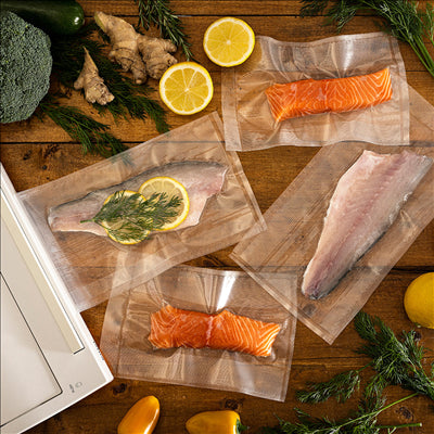 POCHES EMBALLAGE SOUS VIDE, GAUFRÉES 180 G/M2 90µ 27x40 CM TRANSPARENT PA/PE (100 UNITÉS)