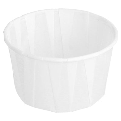 POTS TRAITEUR PAPIER PLISSÉ 90 ML (3 oz) 80 G/M2 Ø6,5/4,9x3,8 CM BLANC PARCH.INGRAISSABLE (1000 UNITÉS)