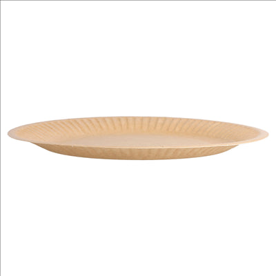 ASSIETTES RONDES EN RELIEF BIO-LAQUÉES 260 G/M2 Ø 18 CM NATUREL CARTON (400 UNITÉS)