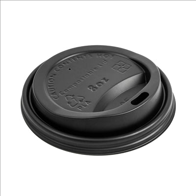 COUVERCLES POUR GOBELETS 240 ML 'BIODEGRADABLE' NOIR CPLA (1000 UNITÉS)