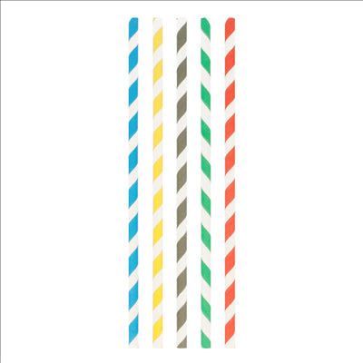 PAILLES DROITES À FRANGES 'PAPER' Ø0,8x23,5 CM ASSORTI PAPIER (3000 UNITÉS)