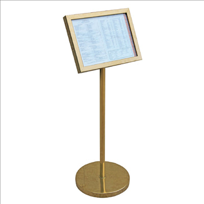 PORTE MENUS DIN-A3 AVEC PIED INCORPORÉ Ø 35x115 CM DORE METAL (1 UNITÉ)