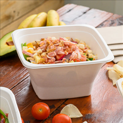 BOLS CARRÉS 'BIONIC' 1,2 L 18x18x9 CM BLANC BAGASSE (400 UNITÉS)