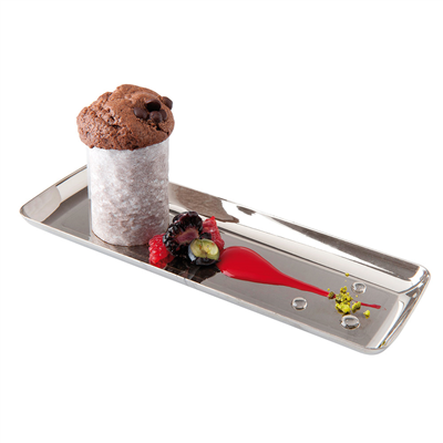 MINI PLATEAUX TAPAS 19x6,5x1,2 CM ARGENTE PS (500 UNITÉS)
