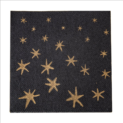 SERVIETTES "DOUBLE POINT" ECOLABEL 'MERRY CHRISTMAS' 18 G/M2 20x20 CM NOIR OUATE (2400 UNITÉS)