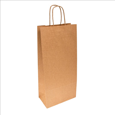 SACS SOS AVEC ANSES 2 BOUTEILLES  100 G/M2 18+10x39 CM NATUREL KRAFT (250 UNITÉS)