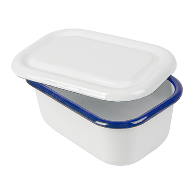 RÉCIPIENTS AVEC COUVERCLE 'ENAMELWARE' 850 ML 18x13x7,5 CM BLANC ACIER ÉMAILLÉ (4 UNITÉS)