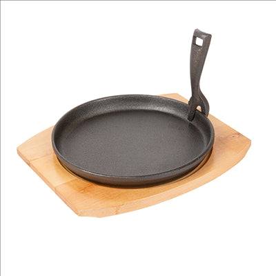 ASSIETTE CHAMPÊTRE + SUPPORT EN BOIS Ø 22 CM NOIR FER (8 UNITÉS)