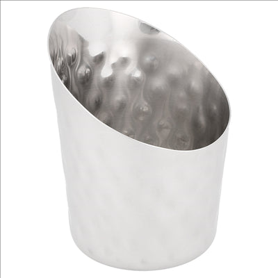 MINI RÉCIPIENTS À FRITES TRONQUÉS, MARTELÉ 'ARTINOX' Ø 8,5x8,5 CM ARGENTE INOX (12 UNITÉS)