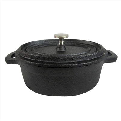 COCOTTE OVALE AVEC COUVERCLE 250 ML 12,4(15,5)x9,2x5 CM NOIR FER (12 UNITÉS)