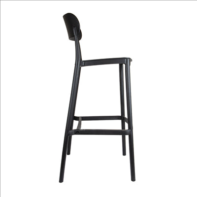 TABOURET HAUT AVEC DOSSIER 'SUPRA-TEK' 52x46x102 CM NOIR PP (4 UNITÉS)