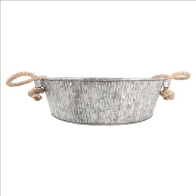 PLATEAU ROND POIGNÉES EN CORDE Ø 35,5x11 CM GALVANISÉ ACIER (1 UNITÉ)