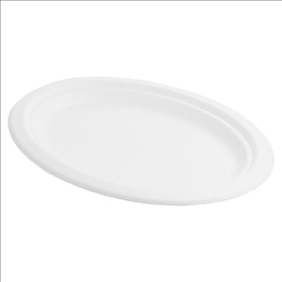 PLATEAUX OVALES 'BIONIC' 26,3x19,9x2 CM BLANC BAGASSE (600 UNITÉS)