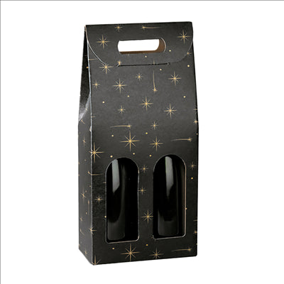 CARTONS 2 BOUTEILLES 'CONSTELLATION'  18x9x38,5 CM NOIR CARTON (30 UNITÉS)