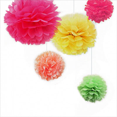 POM POM FLOWER  Ø 35 CM ORANGE (10 UNITÉS)