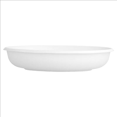 ASSIETTES OVALES 'BIONIC' 20,3x13,5x4 CM BLANC BAGASSE (300 UNITÉS)