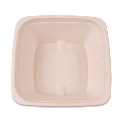 BOLS CARRÉS 'BIONIC' 700 ML 18x18x6 CM NATUREL BAGASSE (400 UNITÉS)