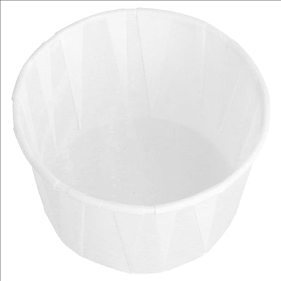 POTS TRAITEUR PAPIER PLISSÉ 90 ML (3 oz) 80 G/M2 Ø6,5/4,9x3,8 CM BLANC PARCH.INGRAISSABLE (1000 UNITÉS)