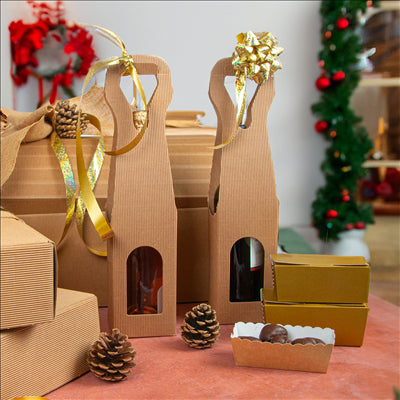 100 U. BOÎTES 1 BOUTEILLE 9x9x38,5 CM NATUREL KRAFT (100 UNITÉS)