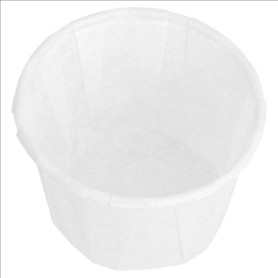 POTS TRAITEUR PAPIER PLISSÉ 30 ML (1 oz) 80 G/M2 Ø4,4/3,1x2,8 CM BLANC PARCH.INGRAISSABLE (1000 UNITÉS)