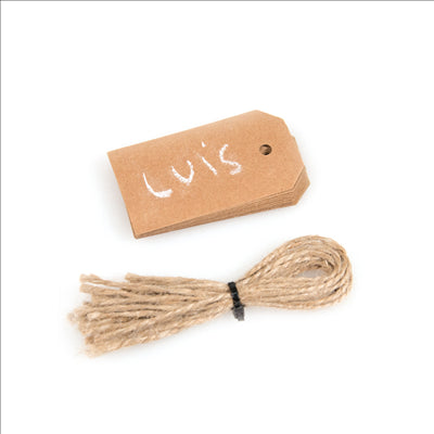 12 U. ÉTIQUETTES D'ARDOISE 3,9x7 CM MARRON CARTON (50 UNITÉS)