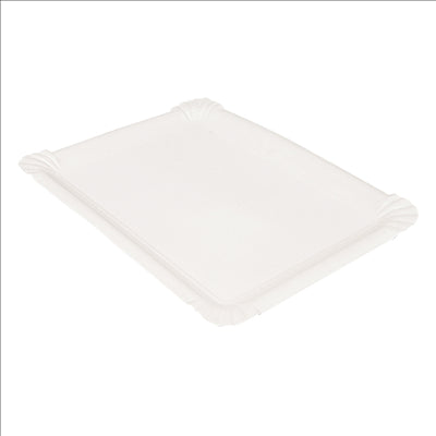 PLATEAUX PÂTISSERIE - MOYENS  340 G/M2 25x17,5 CM BLANC CARTON (250 UNITÉS)