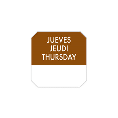1000 U. ÉTIQUETTES ADHESIVES "JEUDI" 2,5x2,5 CM MARRON ADHESIF (1 UNITÉ)