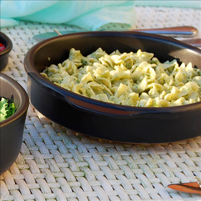 RÉCIPIENT AVEC ANSES 850 ML Ø20x5 CM NOIR CERAMIQUE (8 UNITÉS)