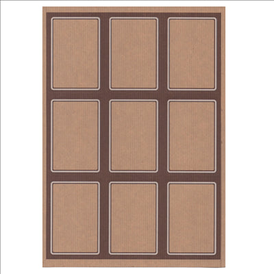 100 FEUILLES DIN A4 9 ÉTIQUETTES RECTANGULAIRES 6,3x9 CM KRAFT (1 UNITÉ)