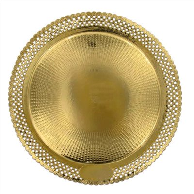 PLATEAUX DENTELÉS 'ERIK' 1200 G/M2 + 300 G/M2 PP Ø 40 CM DORE CARTON (100 UNITÉS)