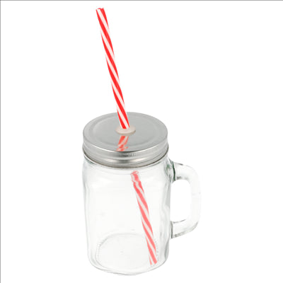 SET 4 PICHETS+PAILLE AVEC BASE 'WAKI GLASS' 450 ML Ø 8x13 CM TRANSPARENT VERRE (6 UNITÉS)