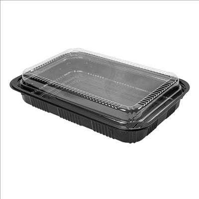 SETS BARQUETTES + COUVERCLES 22,4x15x5 CM NOIR PS (300 UNITÉS)