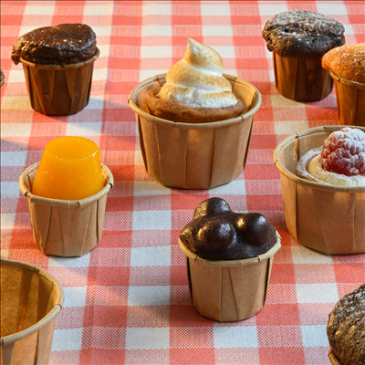 POTS TRAITEUR PAPIER PLISSÉ 22 ML (0,7 oz) 80 G/M2 Ø3,8/2,6x2,8 CM NATUREL PARCH.INGRAISSABLE (1000 UNITÉS)