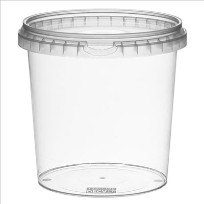RÉCIPIENTS INVIOLABLES + COUVERCLES 1200 ML Ø 13,3x13 CM TRANSPARENT PP (100 UNITÉS)