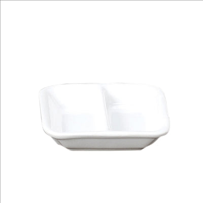 RÉCIPIENTS RECTANGULAIRES 2 COMP. 'AKALA' 7,8x7,8x2 CM BLANC PORCELAINE (12 UNITÉS)