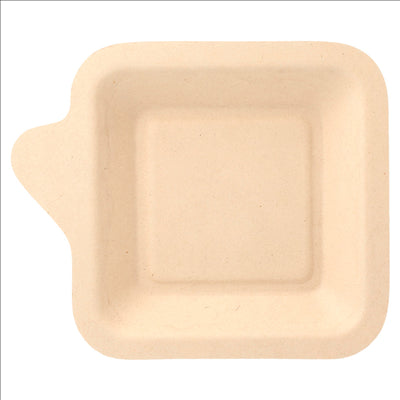 ASSIETTES CARRÉES 'BIONIC' 11x11x1,7 CM NATUREL BAGASSE (1000 UNITÉS)