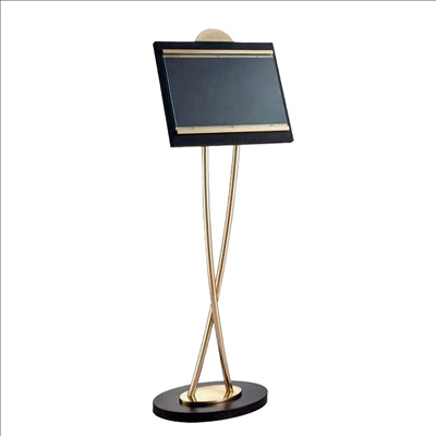 PORTE MENUS DIN-A3 AVEC PIED INCORPORÉ 46x38x135 CM NOIR/OR LAITON (1 UNITÉ)