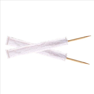 CURE-DENTS ENVELOPPÉS INDIVIDUELLEMENT 6,5 CM NATUREL BOIS (1000 UNITÉS)