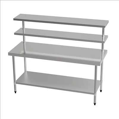 TABLE TRAVAIL 2 NIVEAUX + 2 ÉTAGÈRES 'ARROW' 180x70x150 CM ARGENTE ACIER (1 UNITÉ)