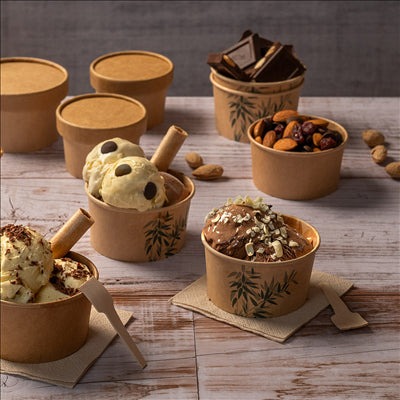 POTS À GLACES 'FEEL GREEN' 70 ML 210 + 18 PE G/M2 Ø6,5x3,9 CM MARRON CARTON (2000 UNITÉS)