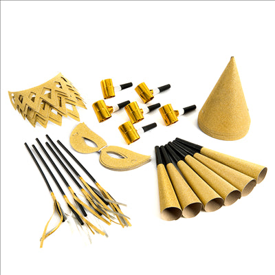 ASSORTIMENT COTILLON 6 PERSONNES DORE (12 UNITÉ)