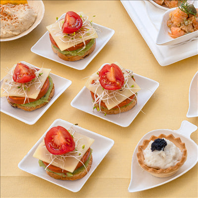 RÉCIPIENT CARRÉ 'BIONIC' 6,5x6,5x1,2 CM BLANC BAGASSE (1000 UNITÉS)