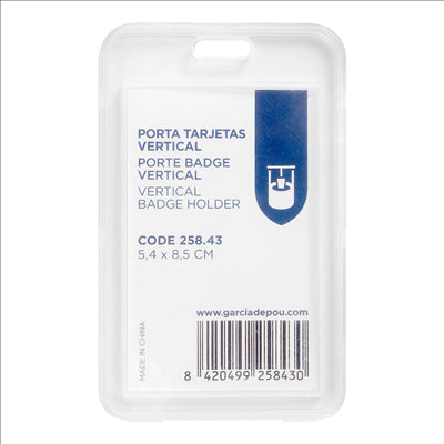 PORTE BADGE VERTICAL 5,4X8,5 CM TRANSPARENT PP (50 UNITÉS)