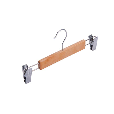CINTRES PANTALONS AVEC PINCES 28 CM NATUREL BOIS (48 UNITÉS)